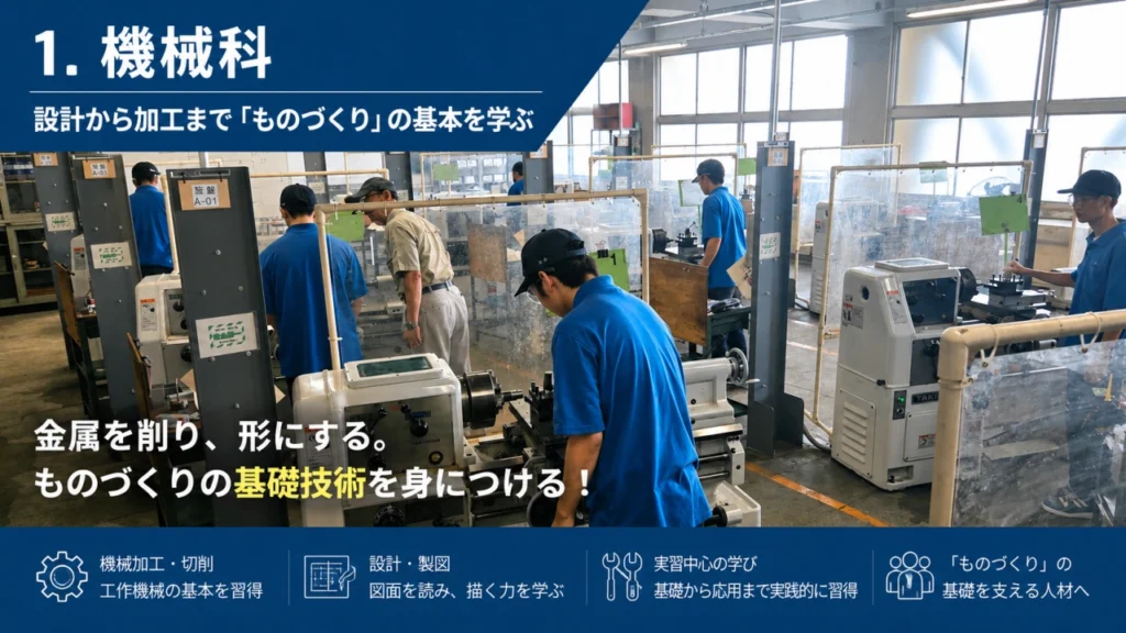 小牧工科高校 機械科の旋盤実習