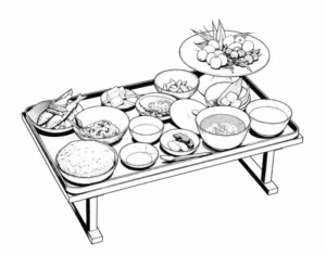 奈良時代の貴族の食事を再現したイラスト